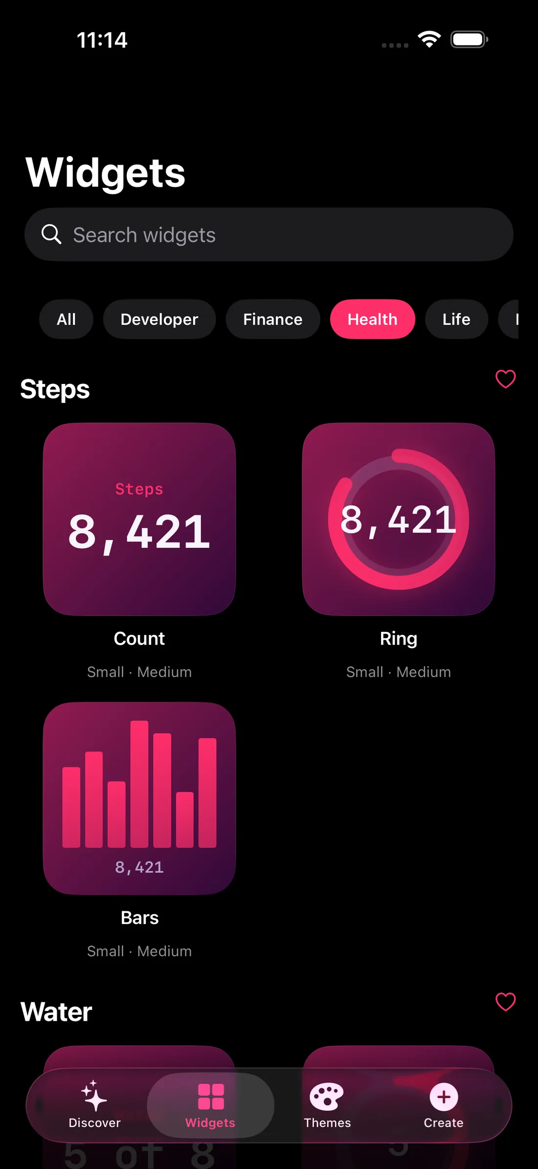 Novique health rings widget configuration