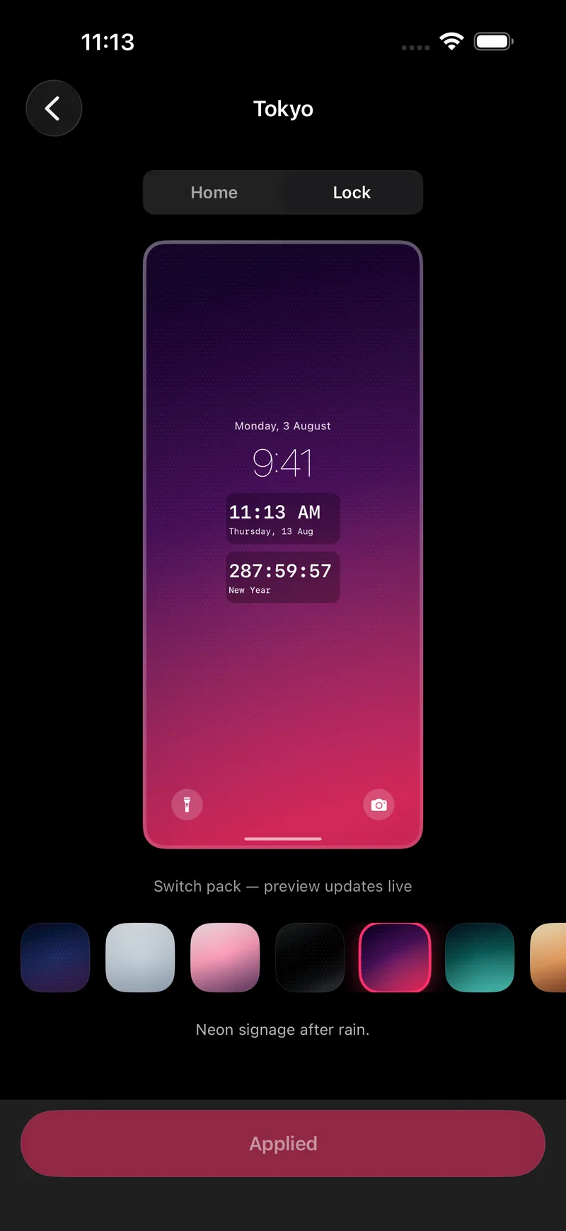 Novique theme preview on the Lock Screen